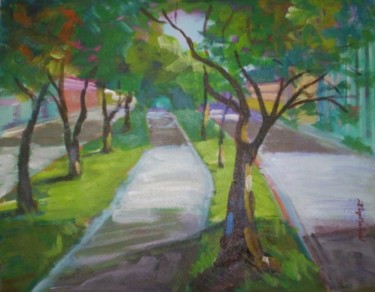 Pintura intitulada "Passeio entre árvor…" por Diogo Mariscal, Obras de arte originais, Óleo