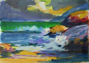 Painting titled "Praia (The beach)" by Diogo Mariscal, Original Artwork, Oil