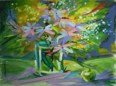 Pintura intitulada "Flores com maça(Flo…" por Diogo Mariscal, Obras de arte originais, Óleo