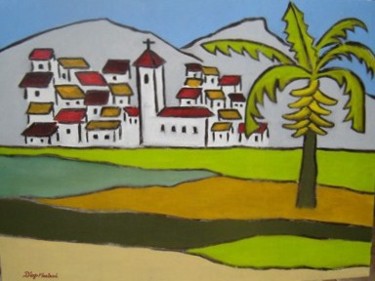 Pittura intitolato "Vilarejo (Village)" da Diogo Mariscal, Opera d'arte originale, Olio