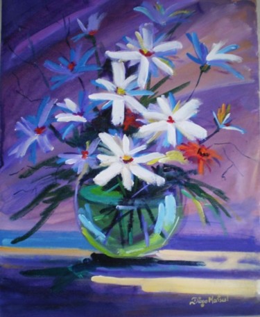 Pintura intitulada "Flores (Flowers)" por Diogo Mariscal, Obras de arte originais, Óleo