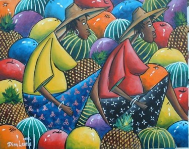 Painting titled "Fruit Lady's" by Dion Lewis, Original Artwork, Oil