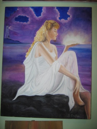 Pittura intitolato "come una lucciola" da Sandra Orefice, Opera d'arte originale, Olio