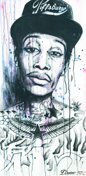 Peinture intitulée "Wiz Khalifa" par Dire 132, Œuvre d'art originale, Acrylique