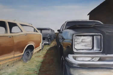 Painting titled "Lost Cars" by Dirk Dräger, Original Artwork, Oil Mounted on Wood Stretcher frame