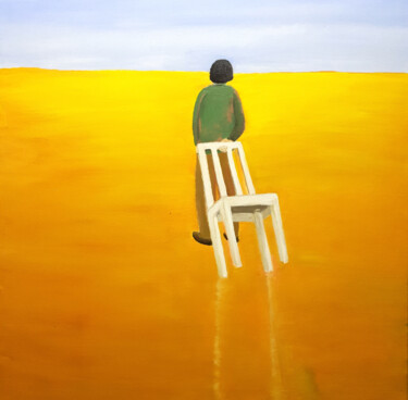 Malerei mit dem Titel "Der weiße Stuhl 3 (…" von Dirk Dräger, Original-Kunstwerk, Öl Auf Keilrahmen aus Holz montiert