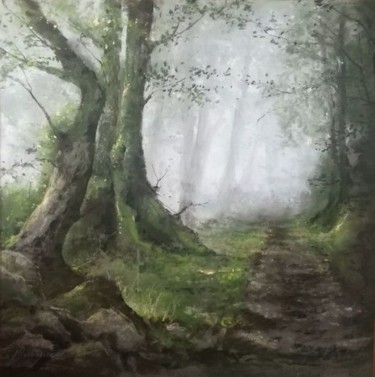 Sous bois Dessin intitulée "Sous bois" par Isabelle Charmot, Œuvre d'art originale, Pastel