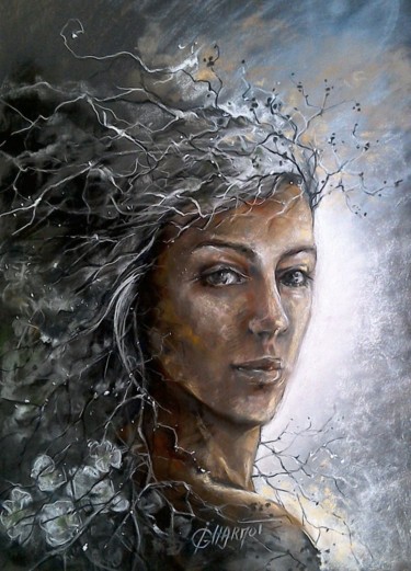 Dame nature Peinture intitulée "Dame nature" par Isabelle Charmot, Œuvre d'art originale, Pastel