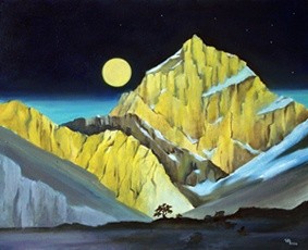 Картина под названием "Луна рассвета" - Петр Петропавловский, Подлинное произведение искусства, Масло