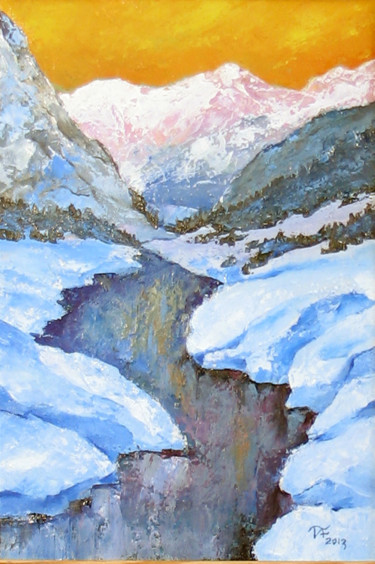 Картина под названием "Зимняя тишина" - Петр Петропавловский, Подлинное произведение искусства, Масло