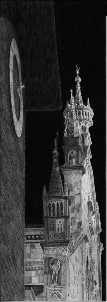 Tekening getiteld "Duomo di Como" door Fabrizio Boldrini, Origineel Kunstwerk, Potlood