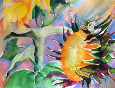 Painting titled "sunflowers" by Lily Azerad-Goldman, Original Artwork