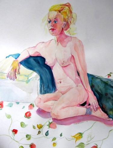 Painting titled "pink nude" by Lily Azerad-Goldman, Original Artwork