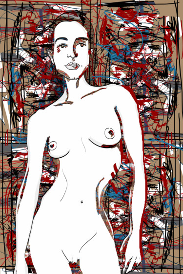 Digitale Kunst getiteld "Nue, debout.jpg" door Laurent Diesler, Origineel Kunstwerk, Digitaal Schilderwerk