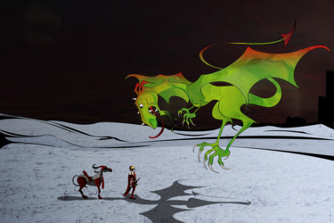 「Sigmaël et le drago…」というタイトルのデジタルアーツ Laurent Dieslerによって, オリジナルのアートワーク, デジタル絵画