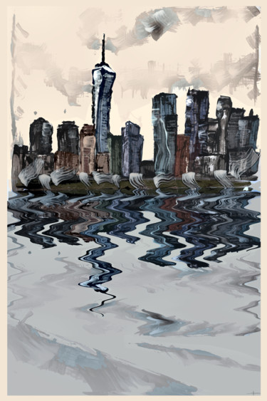 「NY Proximum Konside…」というタイトルの絵画 Laurent Dieslerによって, オリジナルのアートワーク, グワッシュ水彩画