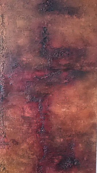 Malerei mit dem Titel "Rusty Red No.1" von Tomira Muguet, Original-Kunstwerk, Acryl