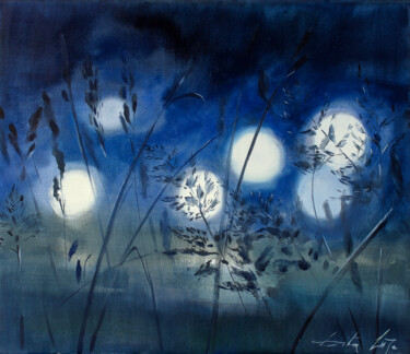 Painting titled "Solstice. Night" by Dita Lūse, Original Artwork, Oil