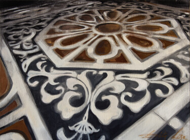 Malerei mit dem Titel "Floor pattern II" von Dita Lūse, Original-Kunstwerk, Öl