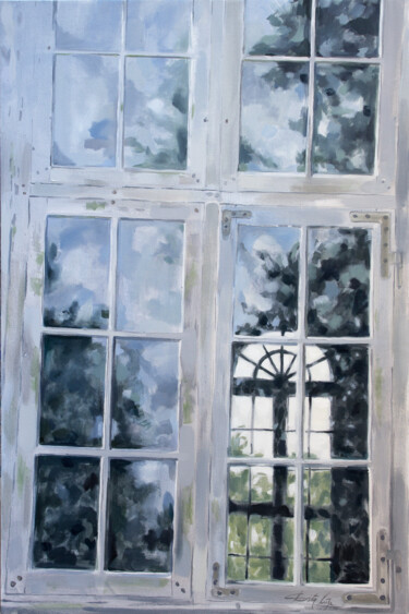 Peinture intitulée "Old window" par Dita Lūse, Œuvre d'art originale, Huile