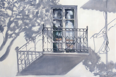 Pintura intitulada "Five shadows" por Dita Lūse, Obras de arte originais, Óleo Montado em Armação em madeira