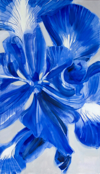 Painting titled "Iris" by Dita Lūse, Original Artwork, Oil Mounted on Wood Stretcher frame