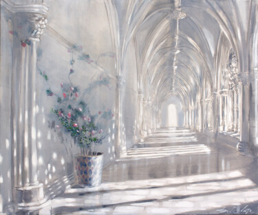 Painting titled "Cloister time" by Dita Lūse, Original Artwork, Oil Mounted on Wood Stretcher frame