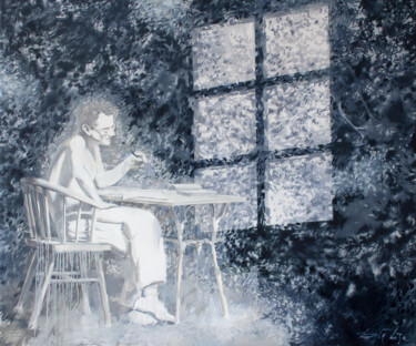 Painting titled "The Window of Memor…" by Dita Lūse, Original Artwork, Oil Mounted on Wood Stretcher frame