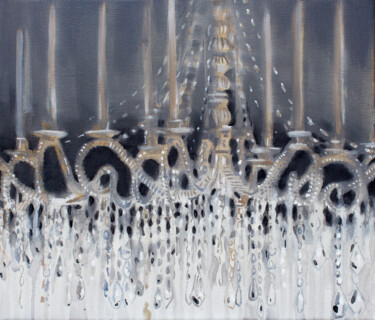 Painting titled "Drops of light" by Dita Lūse, Original Artwork, Oil Mounted on Wood Stretcher frame