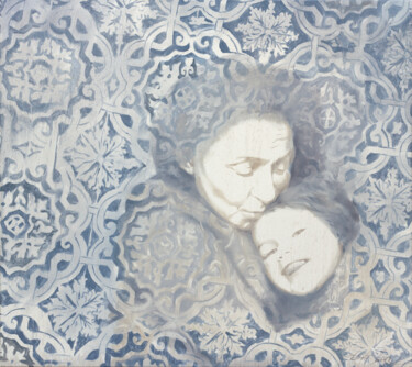 Painting titled "The Bond" by Dita Lūse, Original Artwork, Oil Mounted on Wood Stretcher frame