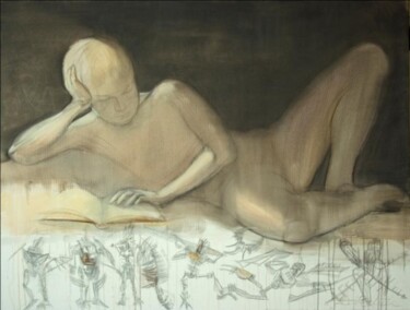 Painting titled "Childhood, 21st cen…" by Dita Lūse, Original Artwork, Oil Mounted on Wood Stretcher frame