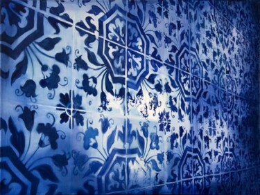 Malerei mit dem Titel "Blue pattern" von Dita Lūse, Original-Kunstwerk