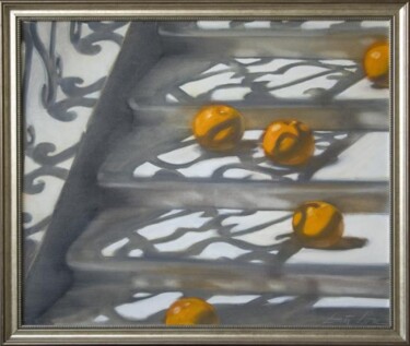 Painting titled "Rolling oranges" by Dita Lūse, Original Artwork