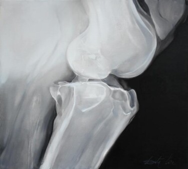 Painting titled "Bones" by Dita Lūse, Original Artwork, Oil Mounted on Wood Stretcher frame