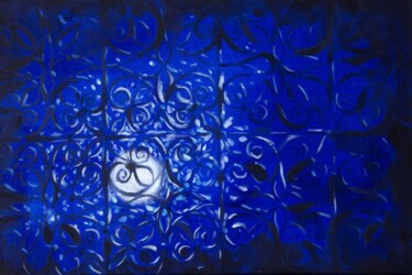 Schilderij getiteld "Full moon" door Dita Lūse, Origineel Kunstwerk, Olie