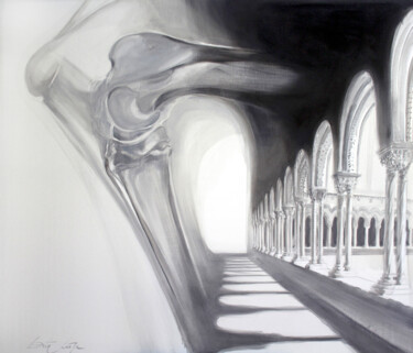 Painting titled "Pillars" by Dita Lūse, Original Artwork, Oil