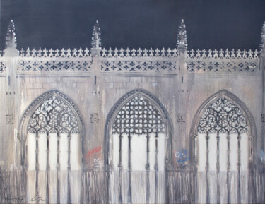 Peinture intitulée "Gothic facade" par Dita Lūse, Œuvre d'art originale, Huile