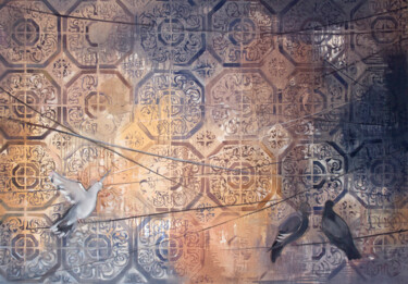Картина под названием "Pigeons" - Dita Lūse, Подлинное произведение искусства, Масло