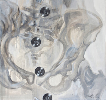 Painting titled "Buttons" by Dita Lūse, Original Artwork, Oil