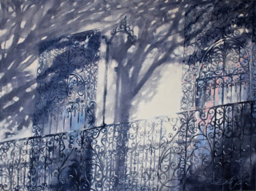 제목이 "Balcony"인 미술작품 Dita Lūse로, 원작, 기름 나무 들것 프레임에 장착됨