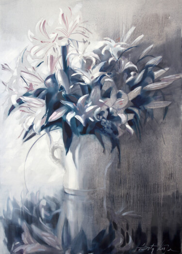 Painting titled "White scent" by Dita Lūse, Original Artwork, Oil