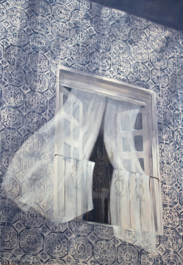 Peinture intitulée "Azulejos" par Dita Lūse, Œuvre d'art originale, Huile Monté sur Châssis en bois