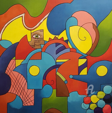 Painting titled "Felicidade de cores" by Diva Laranja, Original Artwork, Acrylic