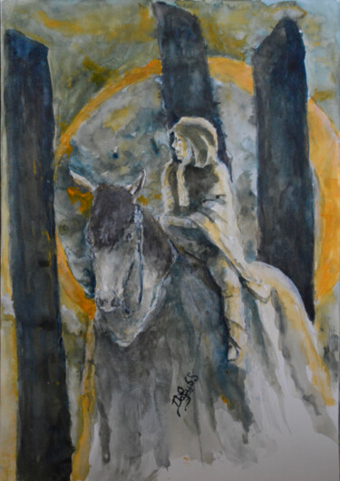 Pittura intitolato "Eclipse" da Diviciac, Opera d'arte originale, Acquarello