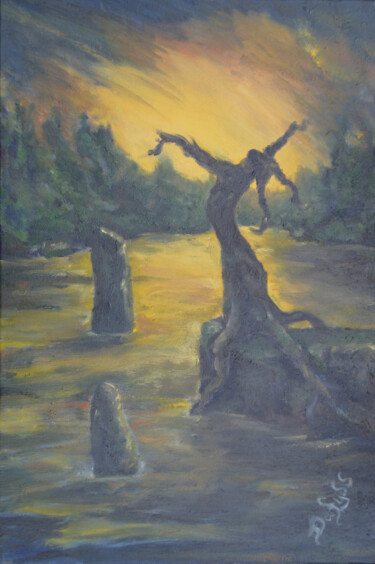 Schilderij getiteld "Dead Tree" door Diviciac, Origineel Kunstwerk, Olie