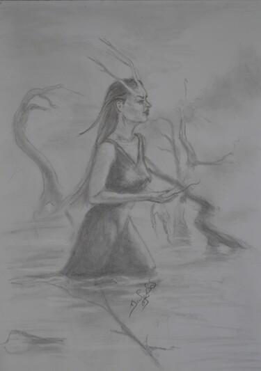 Drawing titled "Creature of the swa…" by Diviciac, Original Artwork, Pencil