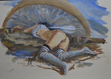 Peinture intitulée "Like a sleeping Fae…" par Diviciac, Œuvre d'art originale, Gouache