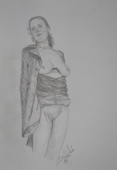 Drawing titled "Pensive" by Diviciac, Original Artwork, Pencil