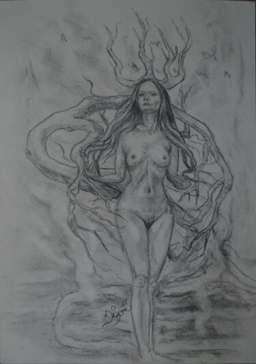 Рисунок под названием "Queen of the marsh…" - Diviciac, Подлинное произведение искусства, Карандаш