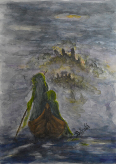 Schilderij getiteld "Path to Avalon" door Diviciac, Origineel Kunstwerk, Aquarel